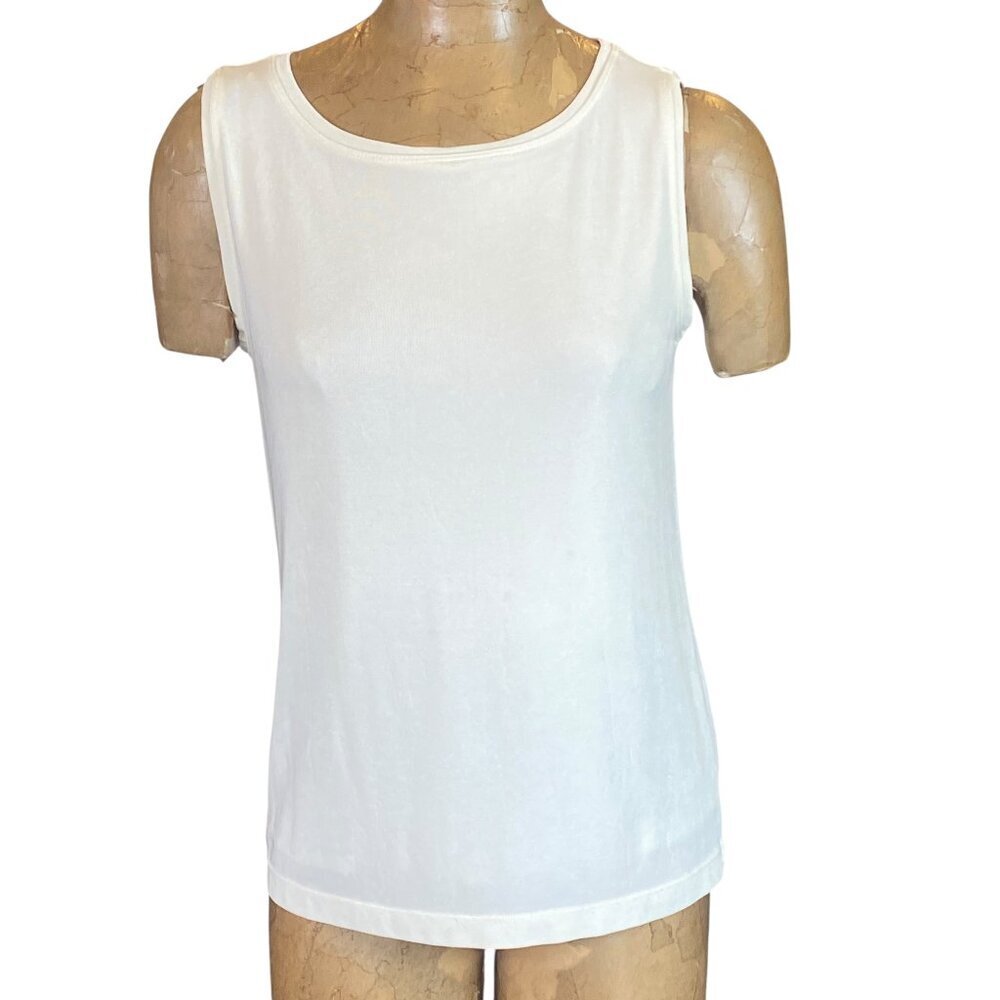Chico's Travelers Lined Travel Tank‎ Top Sz 2 (L/12) Ivory White #135i